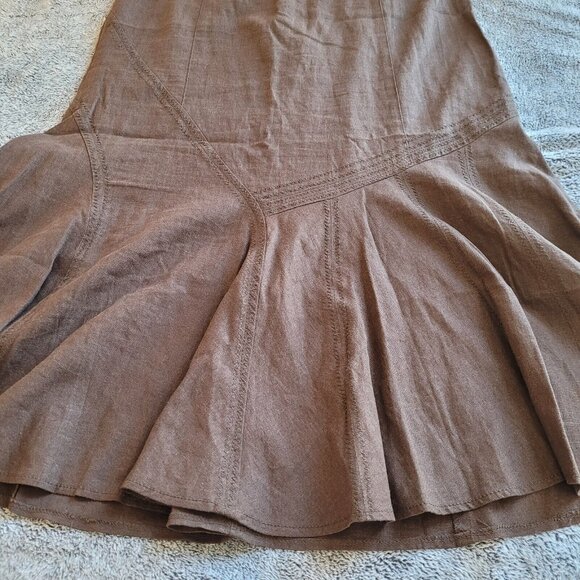LArry Levine Womens Skirt Size 10 Brown Linen Blend Prairie Neutral Y2K 17170 - Picture 11 of 12